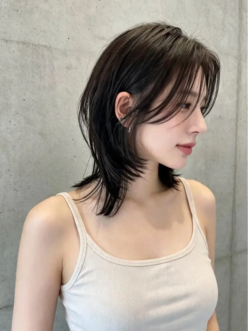 ミディアム ミディアムレイヤー くびれヘア 顔まわりレイヤー 韓国風ヘア レイヤーカット カット 韓国レイヤーカット 🫧大阪梅田レイヤーのヘアスタイル