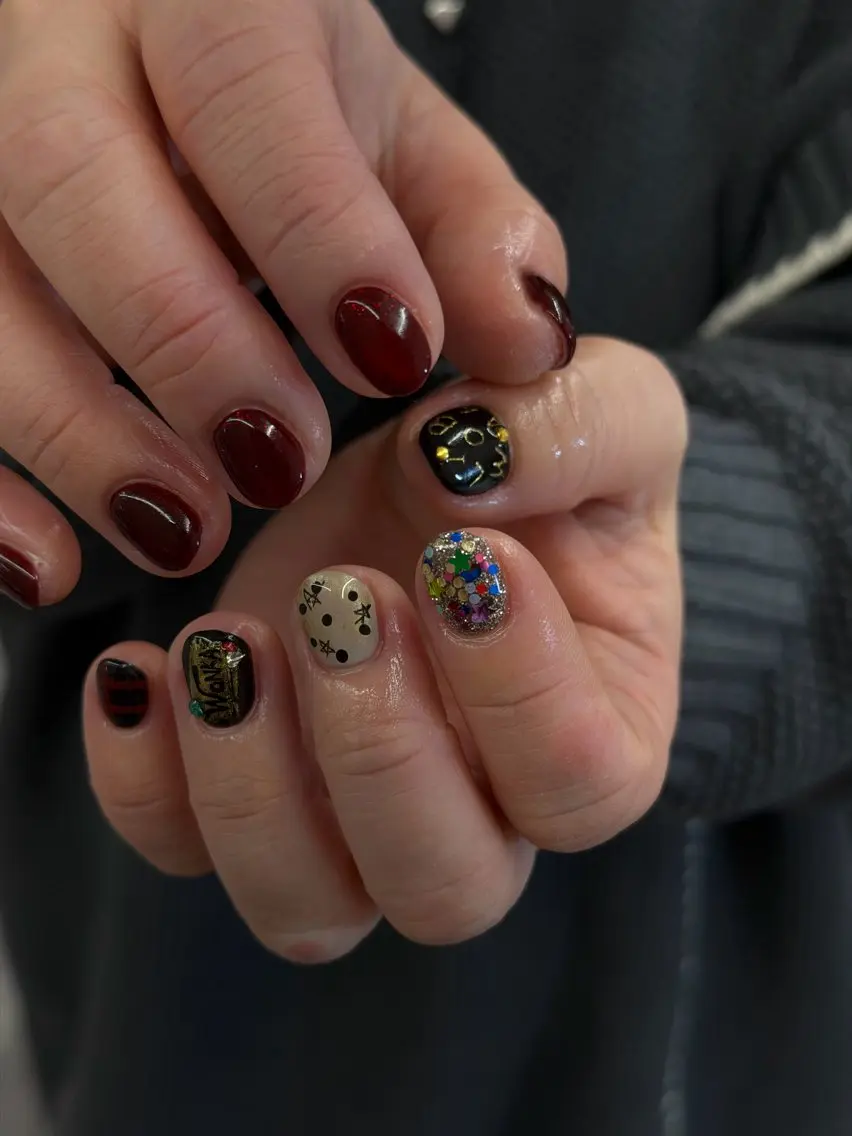 ネイル ボルドー ジェルネイル マグネットネイル ニュアンスネイル パラジェル ハンドネイル ハンドケア Bana_ Nailのネイルデザイン