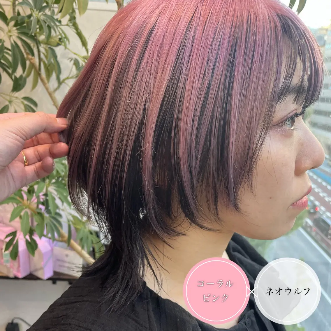 ショート カラー ミストバング ブリーチ デザインカラー ダブルカラー イヤリングカラー カット ヘアカラー トリートメント アンブレラカラー💫 フェイスフレーミングのヘアスタイル