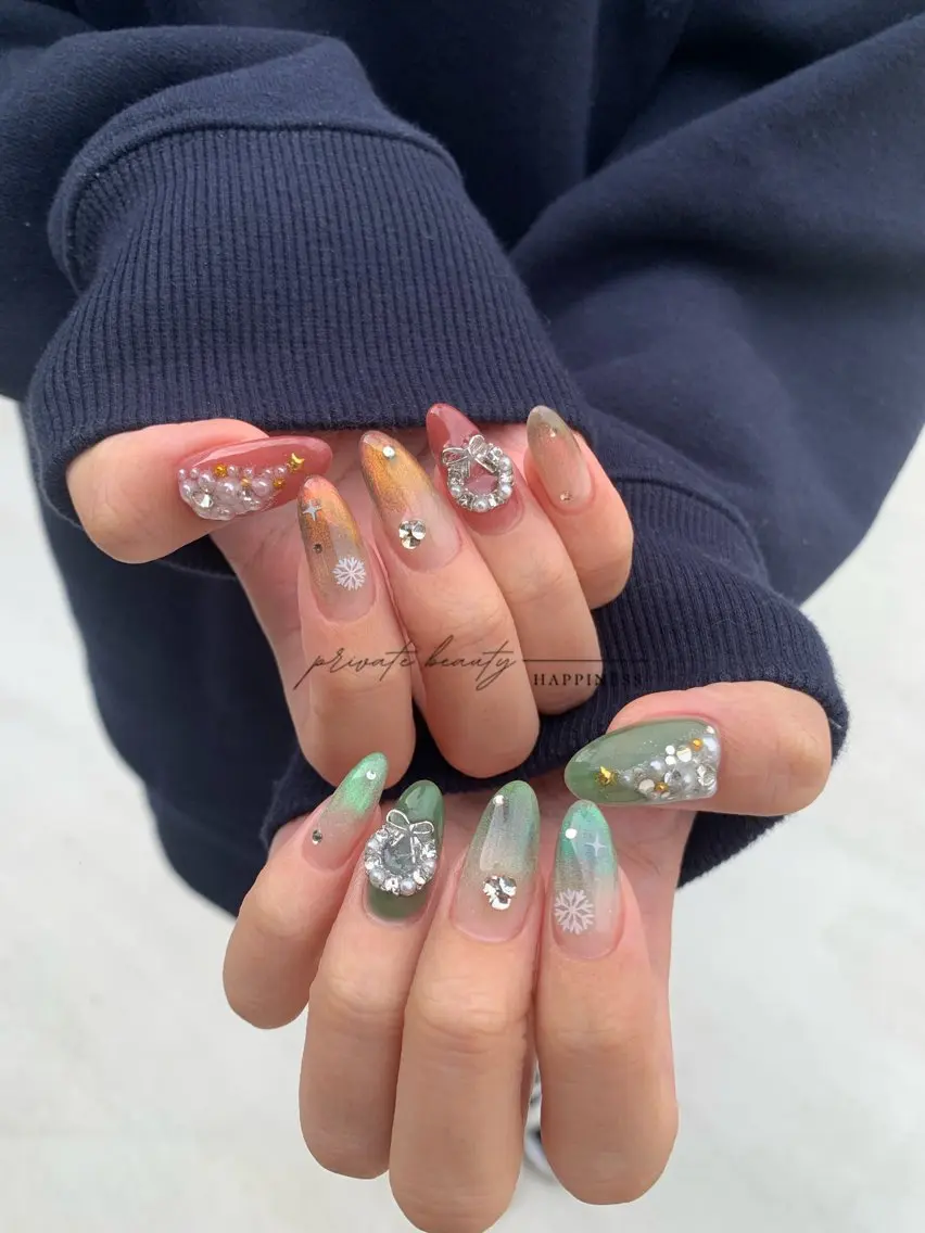 ネイル 持ち込み スカルプネイル 冬ネイル クリスマス happiness nailのネイルデザイン