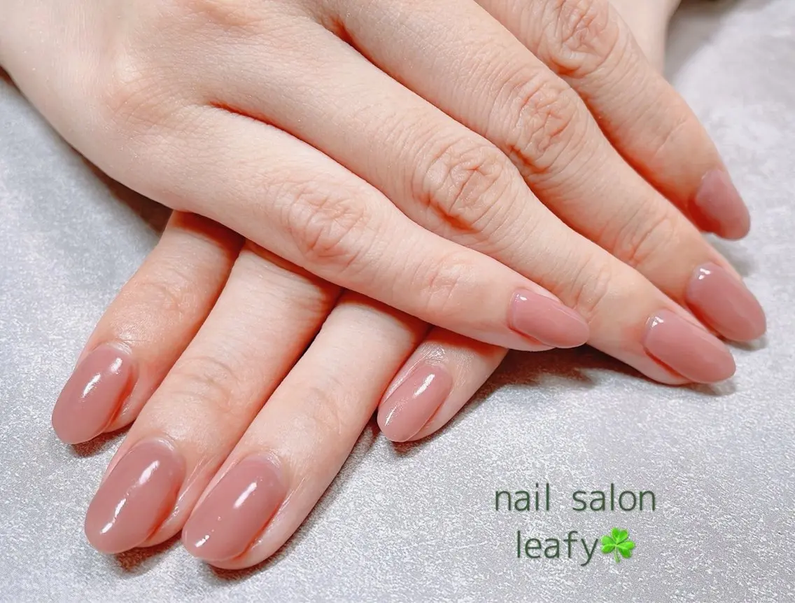 ネイル ワンカラーネイル ピンク ネイルサロン leafyのネイルデザイン