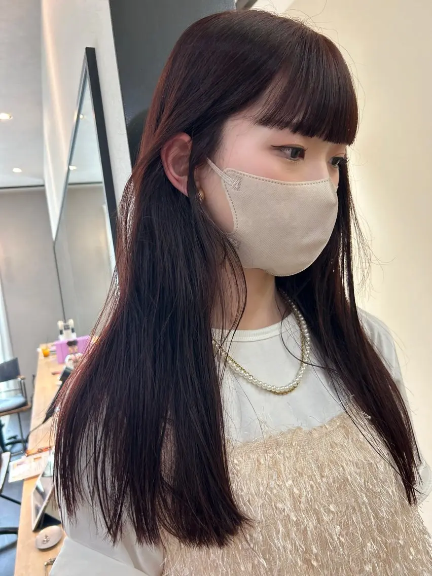 ロング カラー ブリーチ ブラウンカラー ダブルカラー ブリーチなしカラー レッドカラー カット ヘアカラー トリートメント hubhair レイヤー/透明感のヘアスタイル