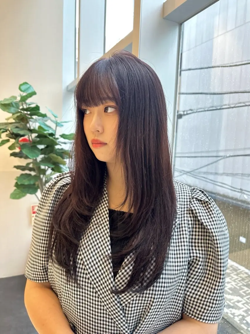 ロング カラー ブリーチ ラベンダーカラー ブリーチなしカラー ピンクカラー ピンクラベンダー カット ヘアカラー トリートメント 矢野 晃平のヘアスタイル