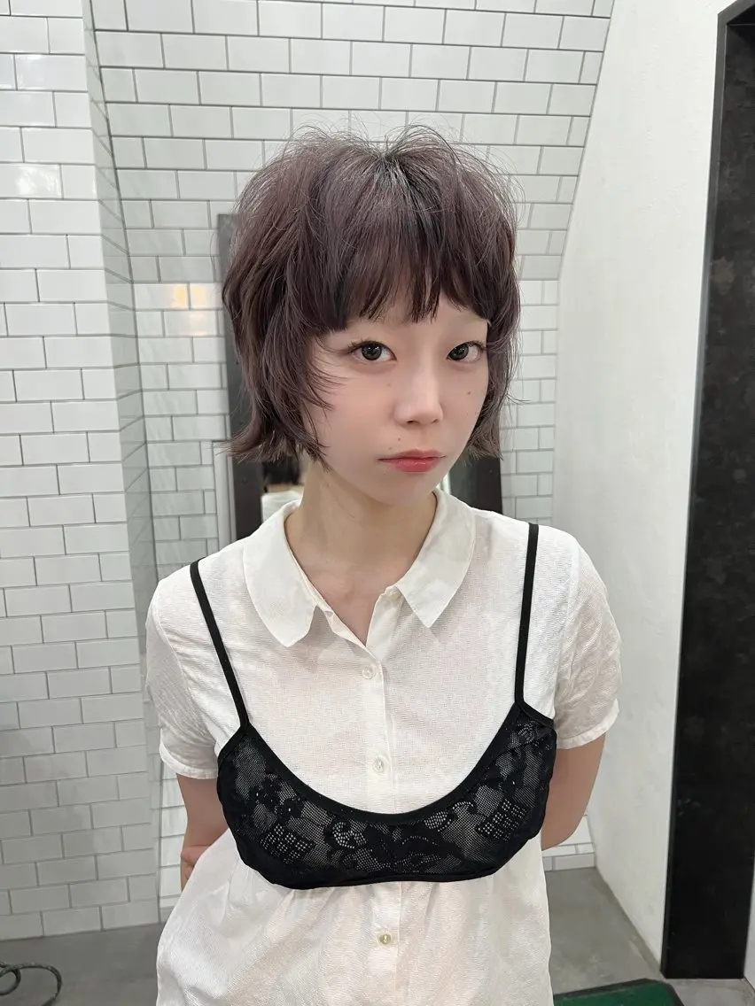 ショート カット 紙屋町ショート /ボブ　パーマ河内蓮のヘアスタイル