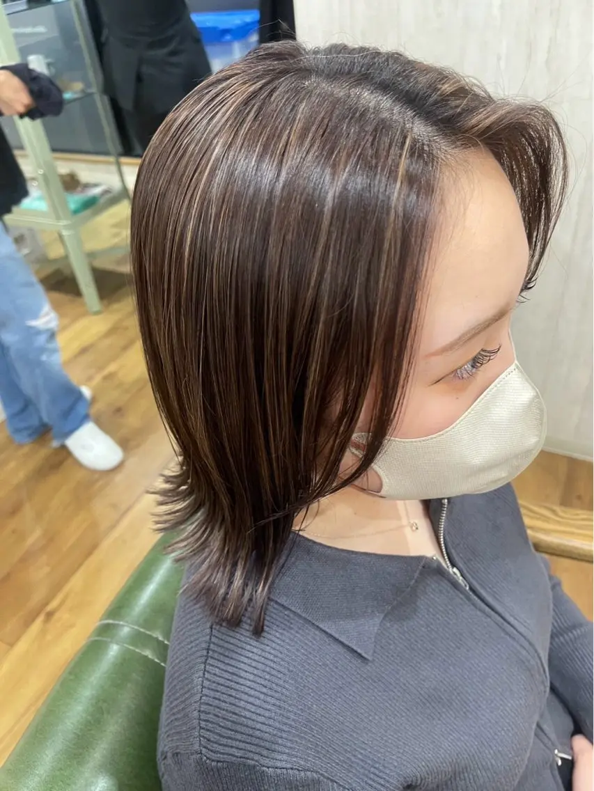 ミディアム カラー ヘアカラー トリートメント シノザキ キナのヘアスタイル