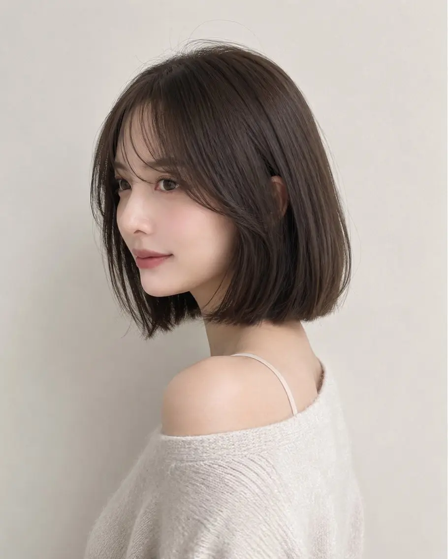 ショート ボブ くびれヘア 顔周りカット 韓国風ヘア シースルーバング カット トリートメント ヘッドスパ モテ🤍トレンドヘア /新宿/ワカナのヘアスタイル