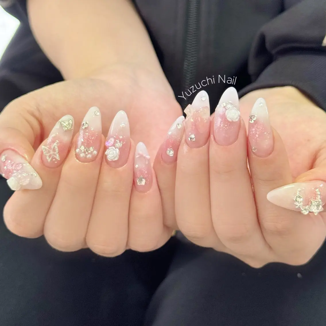 ネイル 長さ出し キラキラネイル ハンドネイル Yuzuchi Nailのネイルデザイン
