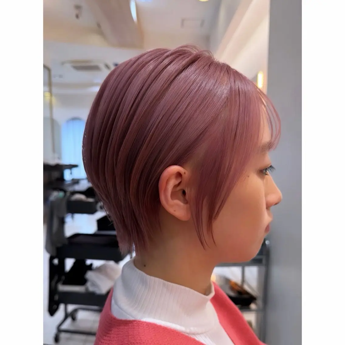 ショート カラー ブロンド ピンクカラー ホワイトブロンド カット ヘアカラー トリートメント beaute錦糸町 🦖⋆͛yuka💚のヘアスタイル