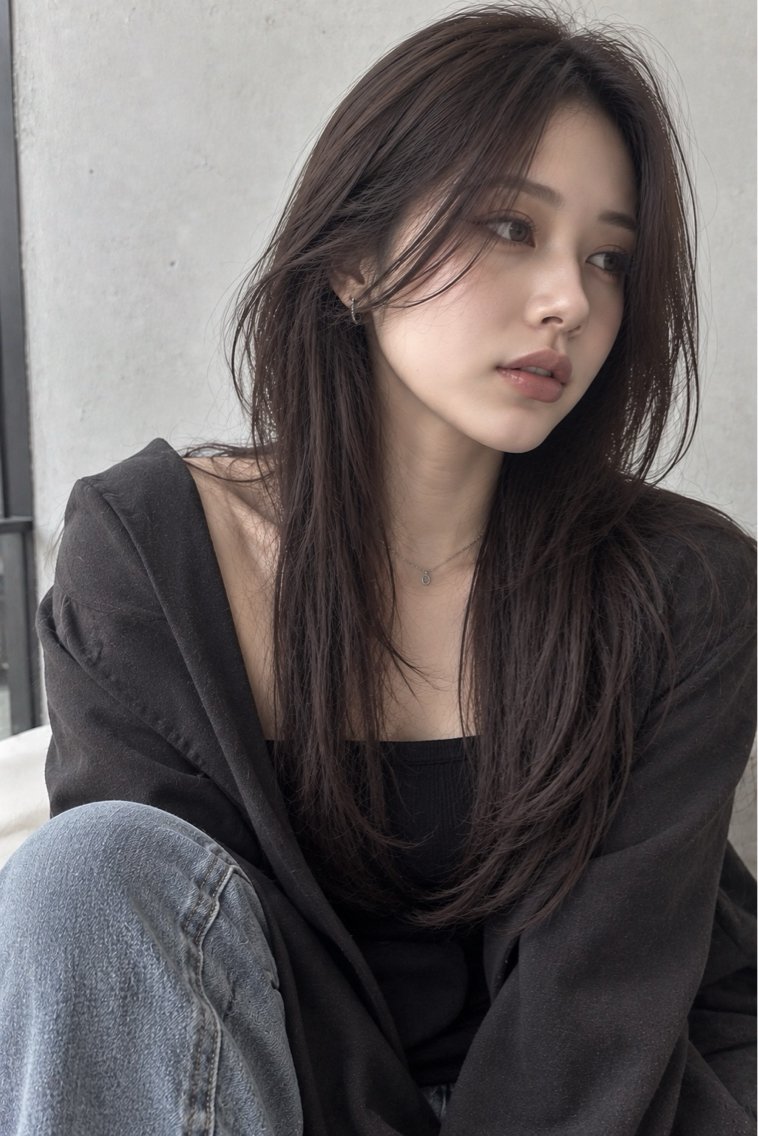 ロング ハイレイヤー 韓国風ヘア レイヤーカット カット 縮毛矯正 トリートメント ✨毛髪診断で絶対綺麗 ✨美髪艶髪専門✨高浪のヘアスタイル