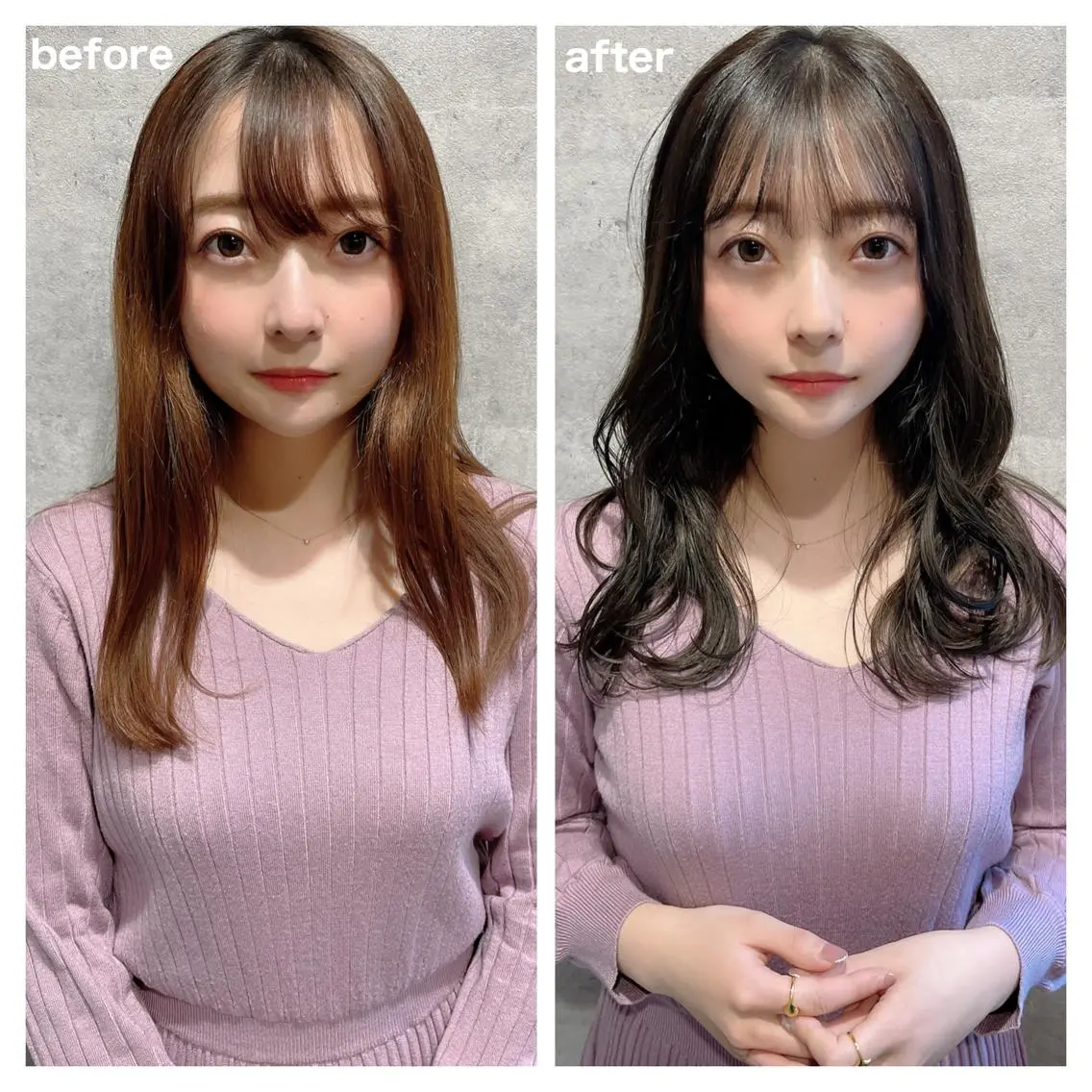 ミディアム カラー ヘアアレンジ 顔周りカット/髪質改 善/新宿/畑中稔里のヘアスタイル