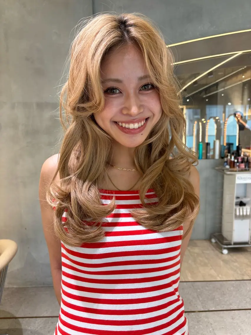 ロング カット ヘアカラー トリートメント さくら/似合わせレ イヤー/艶カラー🖤のヘアスタイル