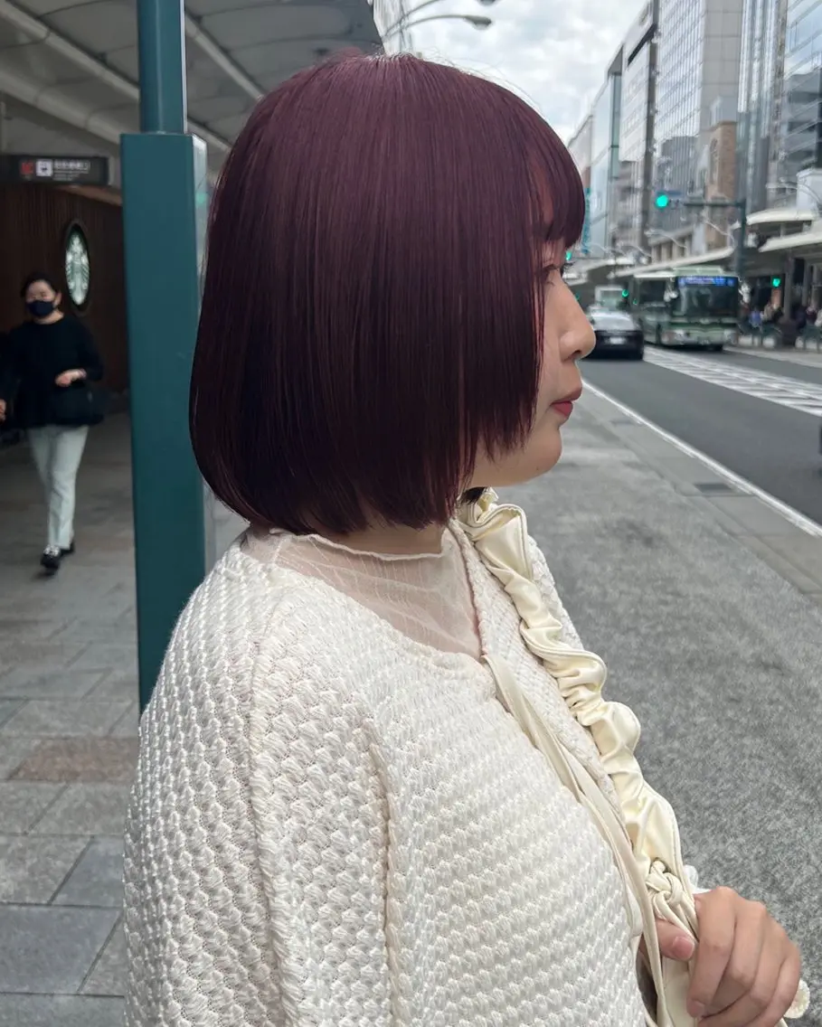 ショート ボブレイヤー ボブ 顔周りカット 髪質改善 レイヤーカット カット ヘアカラー トリートメント 【nui 茨木】 清水優のヘアスタイル