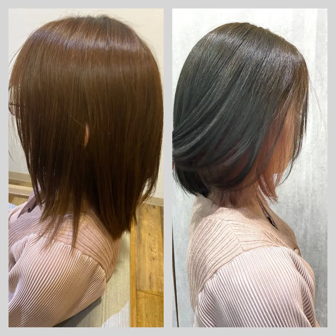 ショート カラー ブリーチ グレージュ オリーブグレージュ オリーブグレー ピンクカラー 佐藤 沙也輝のヘアスタイル