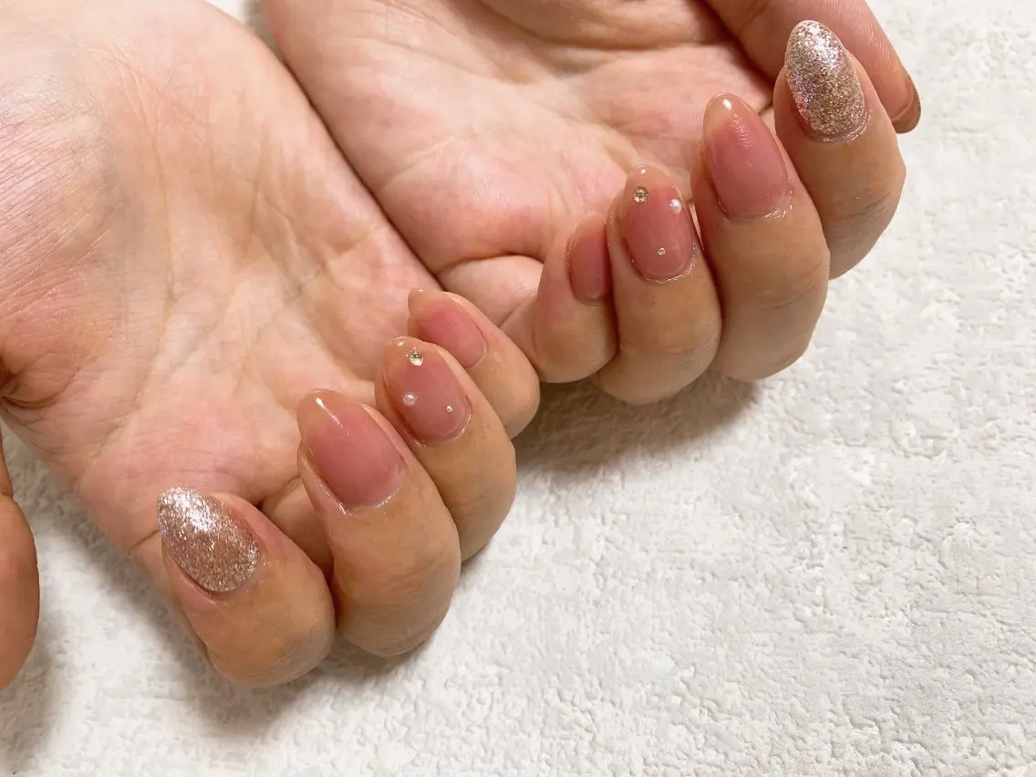 ネイル ジェルネイル 韓国ネイル ラメ(グリッター) メンズネイル パラジェル kiki nail たまプラーザのネイルデザイン