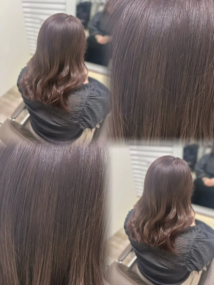 セミロング カラー 透明感カラー グレージュ ラベンダーカラー ラベンダーグレージュ ラベンダーグレー カット ヘアカラー トリートメント 髪質改善🎀うる ツヤカラー🩷きららのヘアスタイル