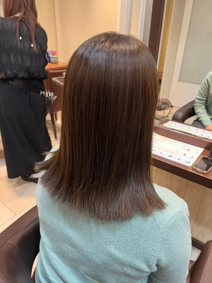 ミディアム カラー カット ヘアカラー 大人透明感艶カラー 寺田稜のヘアスタイル