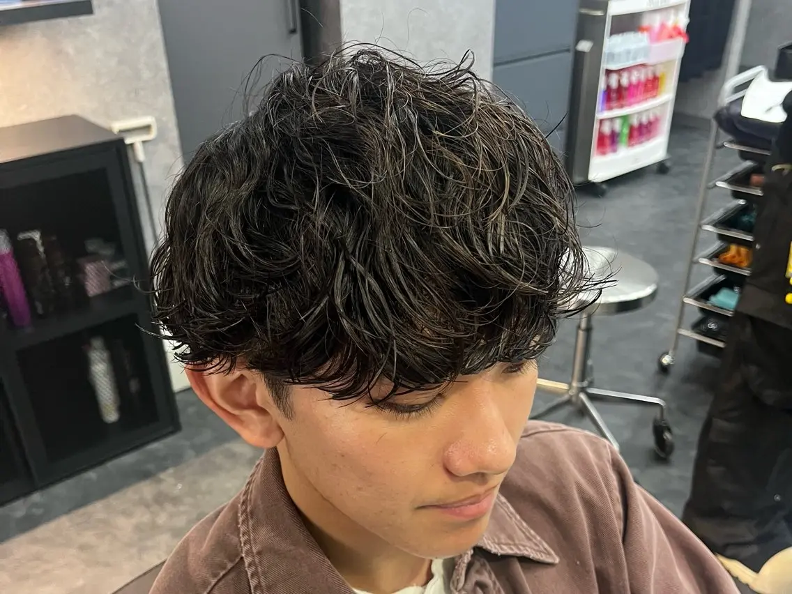 パーマ メンズ カット パーマ 深野 ちさとのヘアスタイル