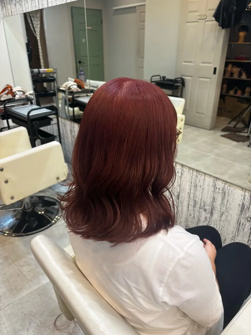 ミディアム ピンクブラウン ヘアカラー あすか/ 松本/モデル様募集中のヘアスタイル