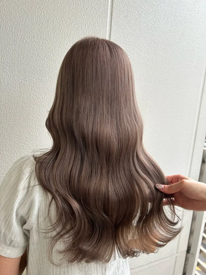 ロング カラー ヘアアレンジ グレージュ ミルクティーグレージュ 《暖色/韓国hair 》🇰🇷桑原ユキネのヘアスタイル