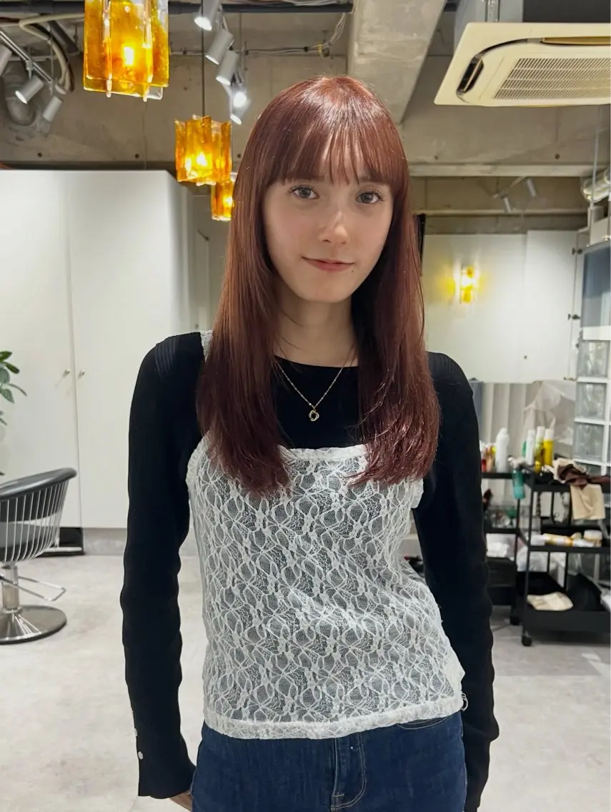 ロング カラー ベージュカラー ブリーチ ピンクカラー ピンクベージュ ヘアカラー 山本 麗のヘアスタイル