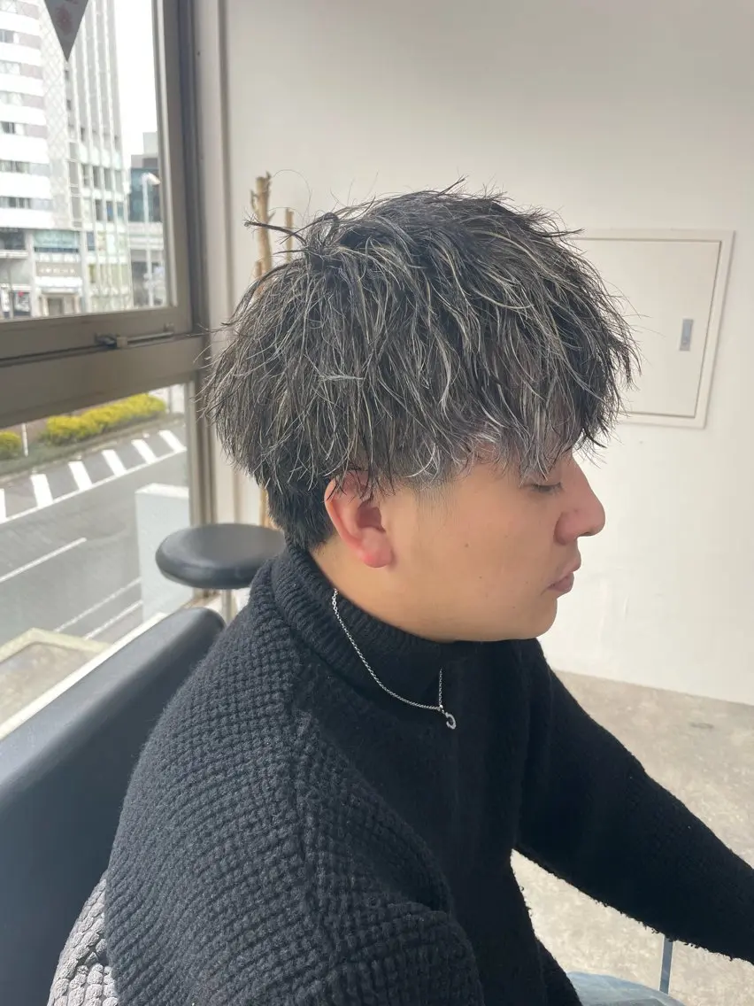 カラー パーマ メンズ エビスザキレン／メン ズ／心斎橋🌳のヘアスタイル
