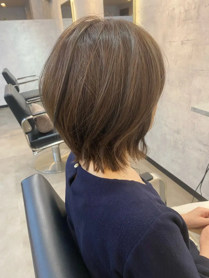 ショート ボブ くびれヘア ハイライト ひばりヶ丘メンズ カットスパ石井里佳のヘアスタイル