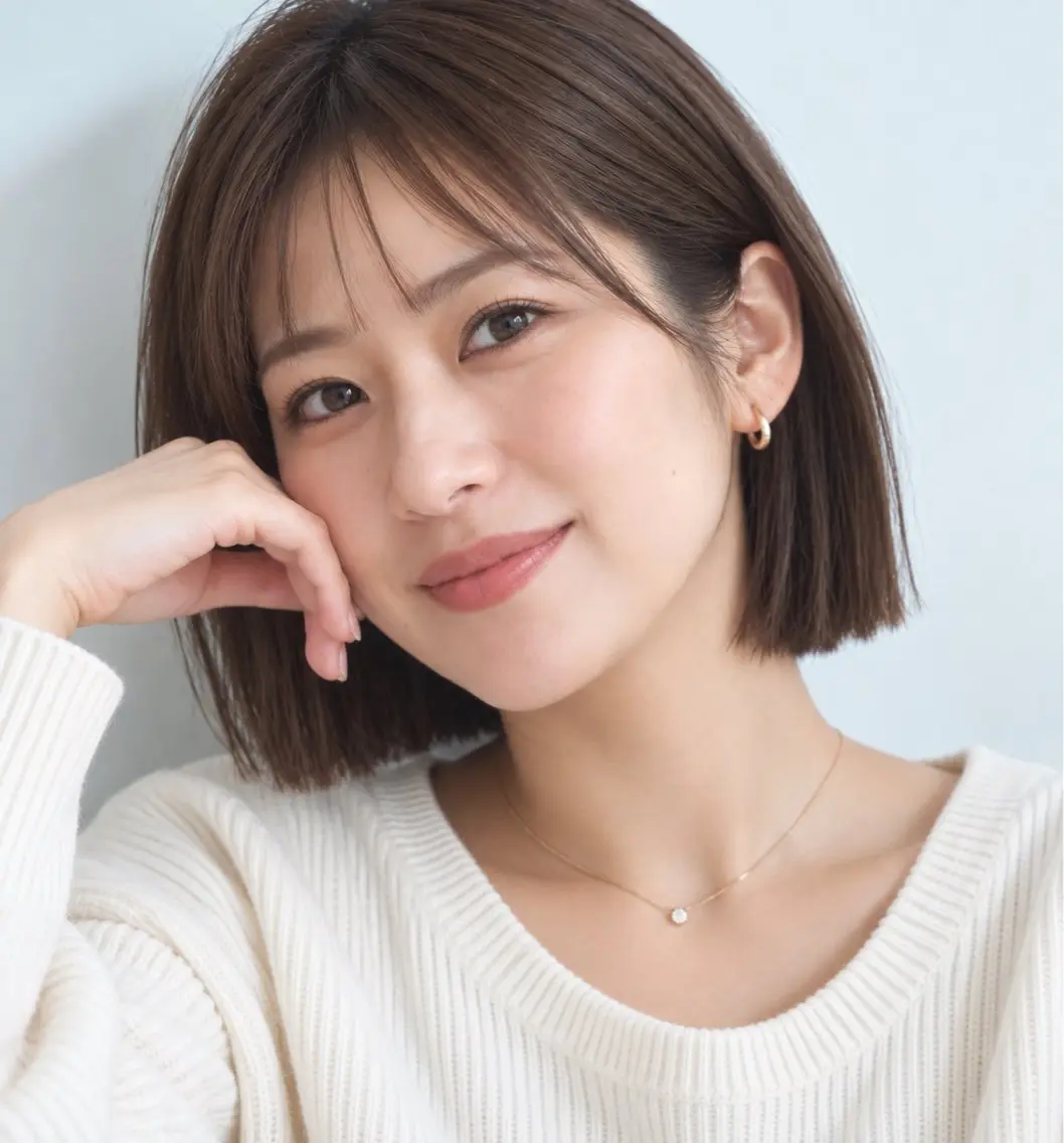 セミロング 切りっぱなしボブ ボブ 森田 朝子のヘアスタイル