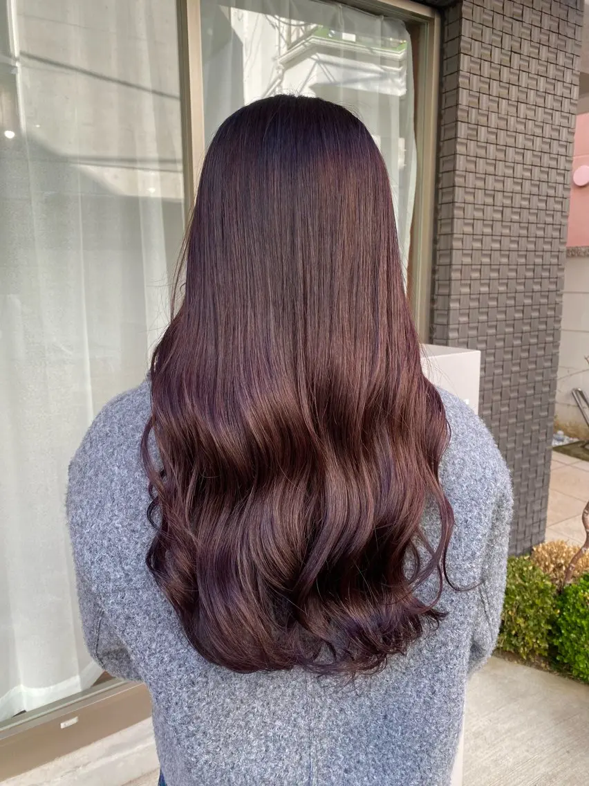 ロング カラー グレージュ ラベンダーカラー ラベンダーグレージュ ラベンダーグレー ヘアカラー トリートメント グレージュ/レイヤー /韓国ヘア/RISAのヘアスタイル