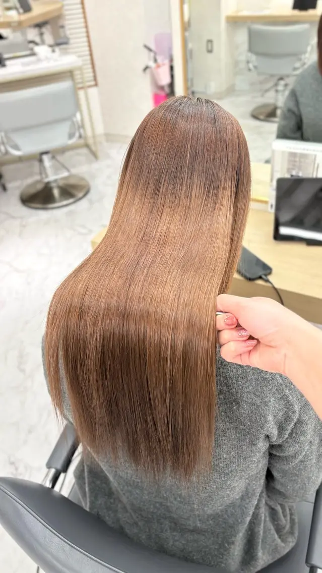 ロング 髪質改善 縮毛矯正 トリートメント 酸性ストレート 縮毛矯正 🌙小林春月/新宿/ 美髪/ハイトーン🌙のヘアスタイル