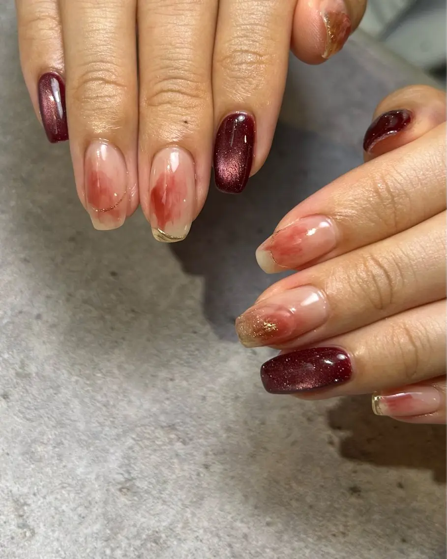 ネイル 持ち込み 赤色 ハンドネイル Reflection marikoのネイルデザイン