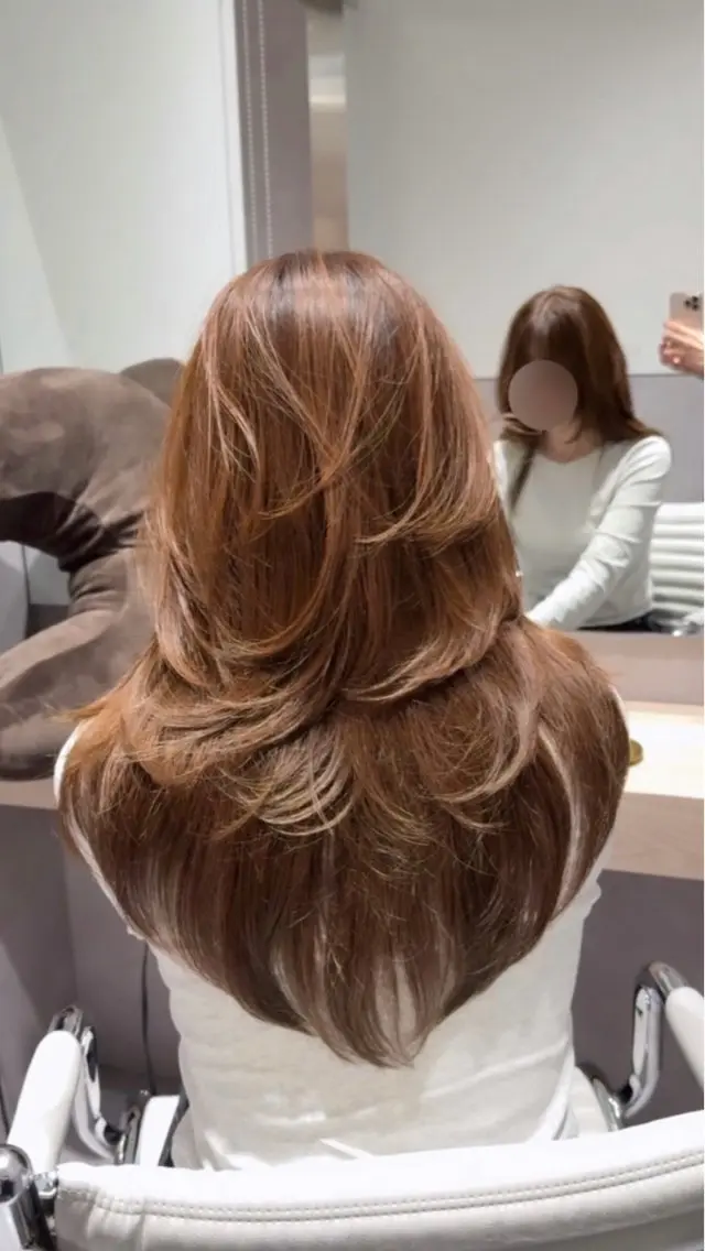 セミロング カラー カット ヘアカラー トリートメント 新宿/レイヤー特化 韓国ヘア/海外ヘアのヘアスタイル