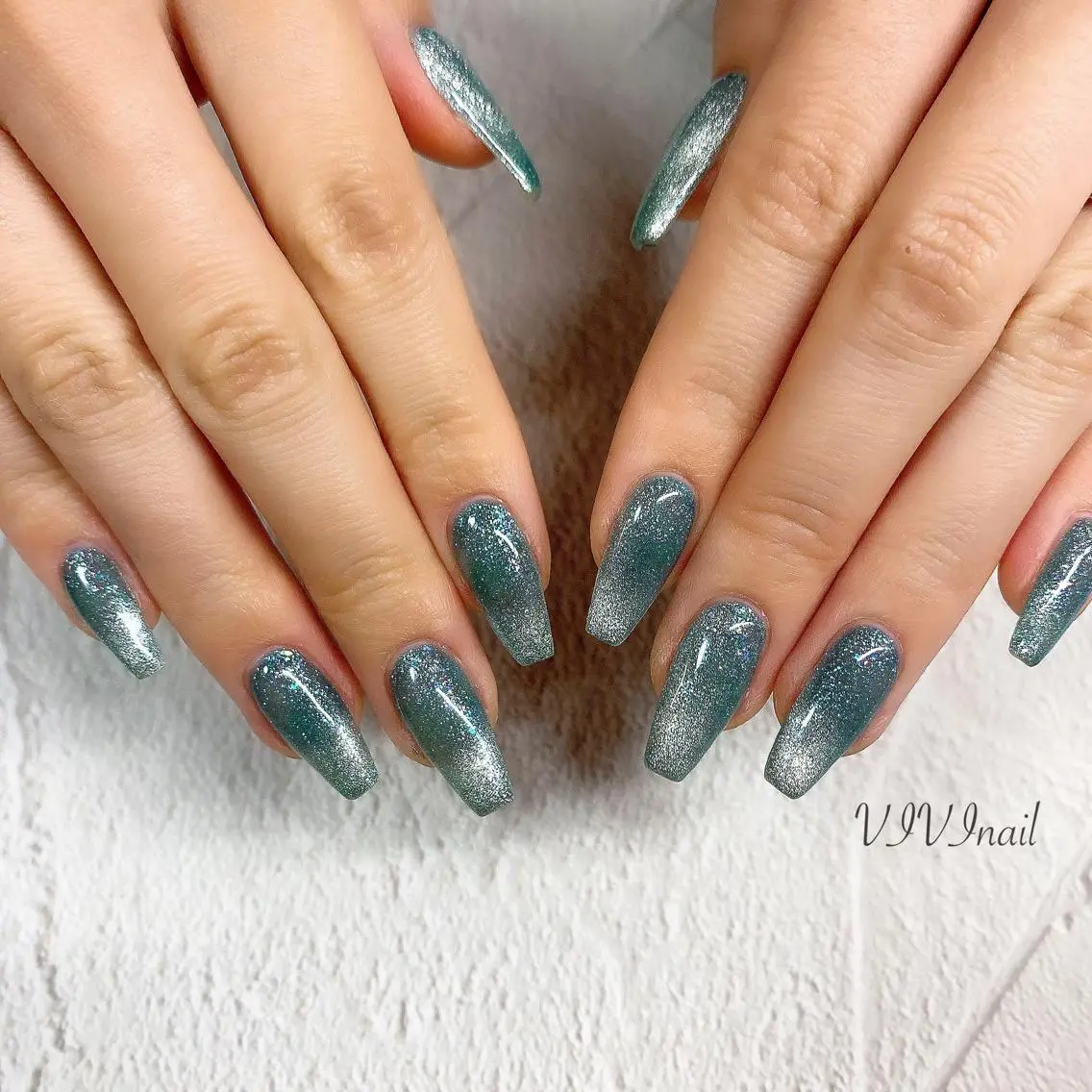 ネイル 水色 マグネットネイル ハンドネイル vivi nailのネイルデザイン