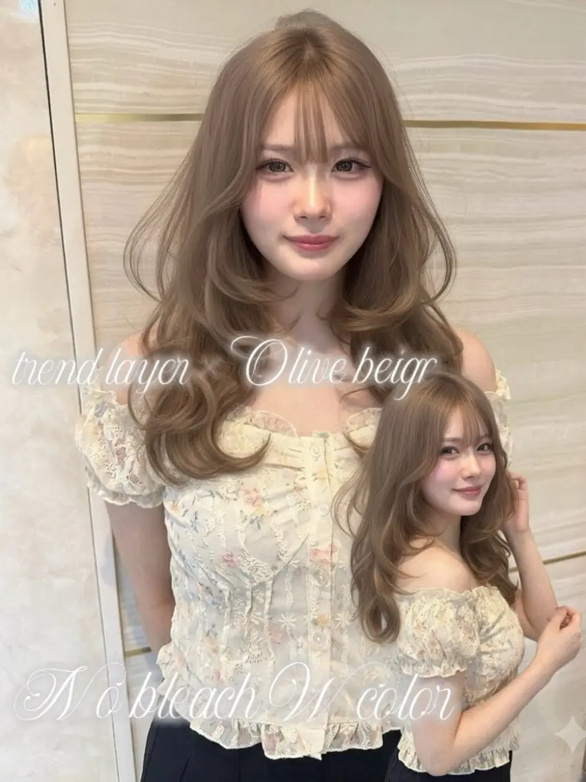 セミロング カラー ヘアアレンジ ヘアカラー トリートメント 🌿巴結生🌱大宮 ミルクティーベージュのヘアスタイル