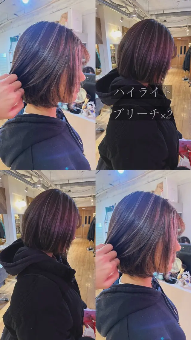 ショート ハイライト ヘアカラー 【ブロンド】【ベージ ュ系】TAKUMAのヘアスタイル