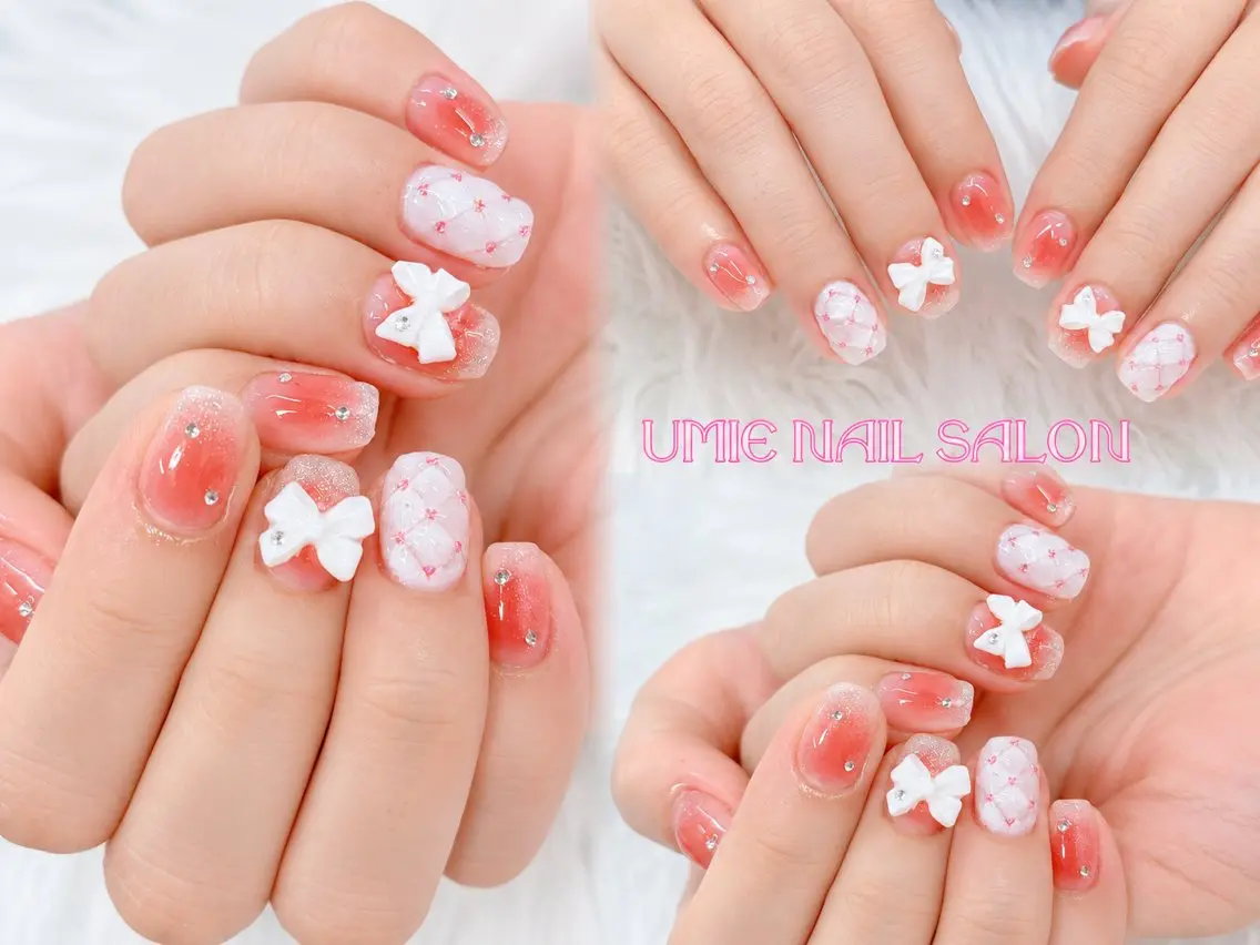 ネイル フットネイル フレンチネイル ジェルネイル ガラスフレンチ マグネットネイル UMIE NAIL SALONのネイルデザイン