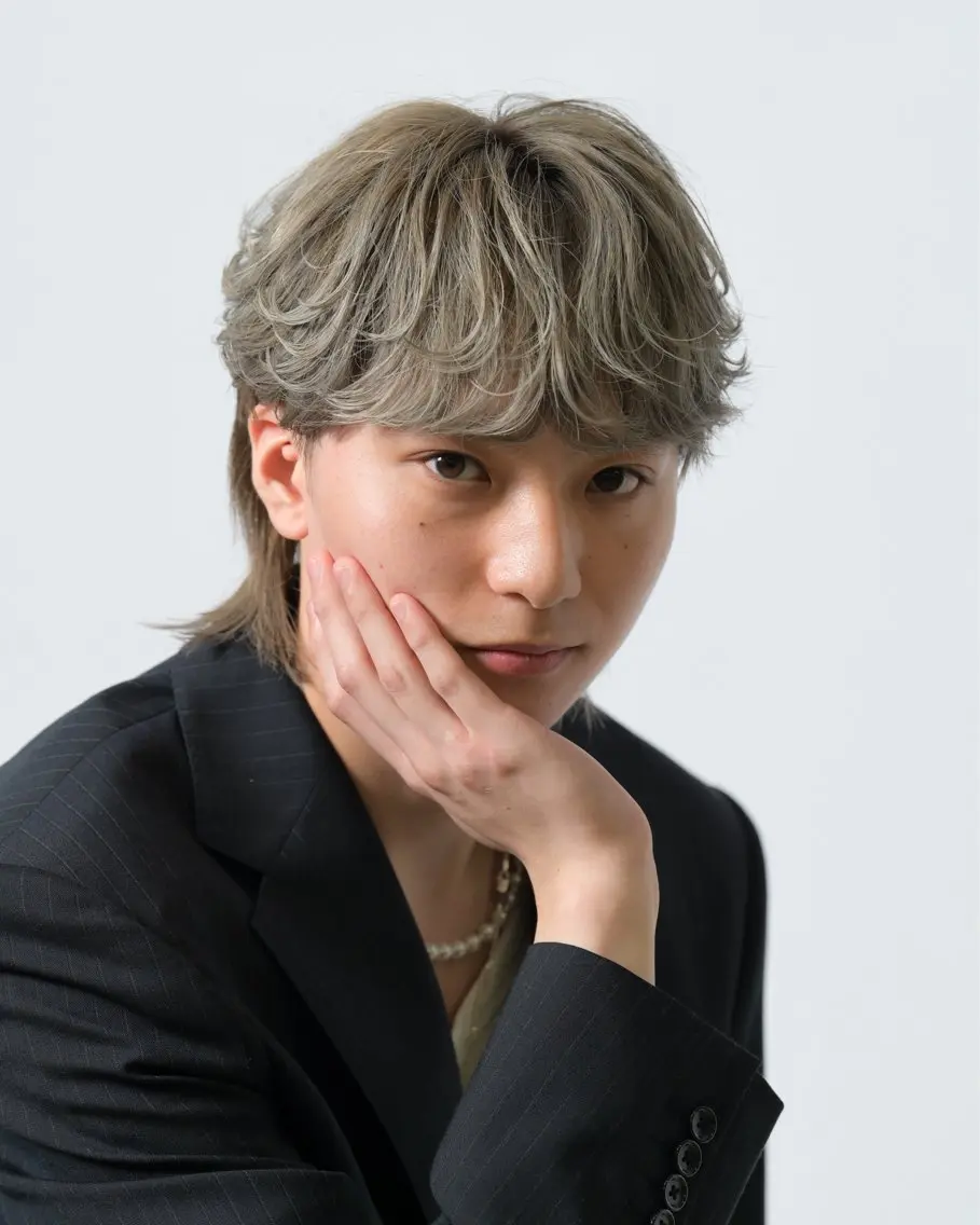 《フェザーショート×ブリーチ》メンズ限定で清潔感＆色気◎なハイトーンに✨の写真