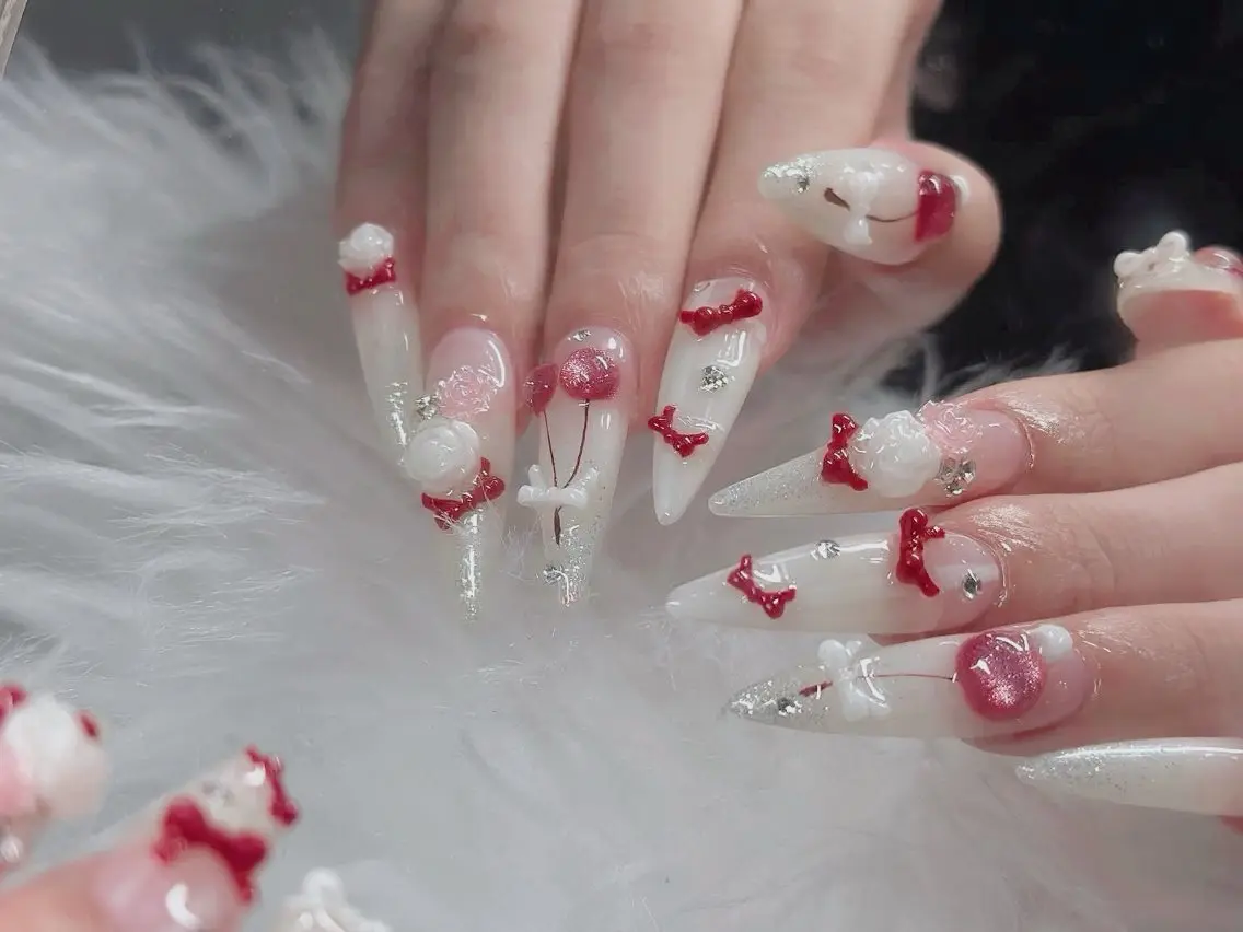 ネイル アートネイル 長さ出し グラデーション マグネットネイル 持ち込み Mi nailsのネイルデザイン