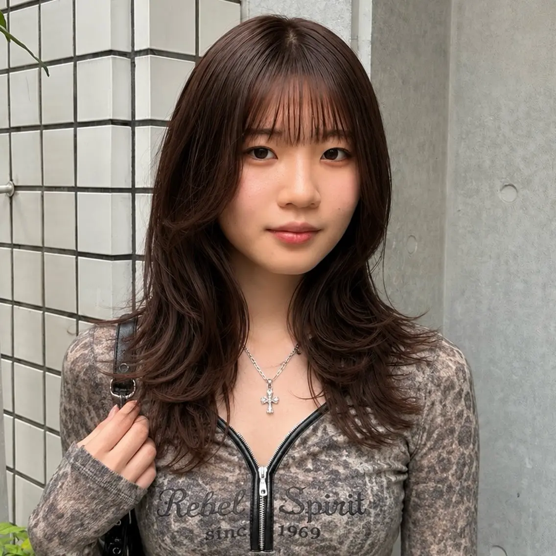 ロング 顔まわりレイヤー 顔周りカット ハッシュカット 韓国風ヘア レイヤーカット カット ヘアカラー トリートメント ハイトーン/レイヤー カット/TAKEのヘアスタイル