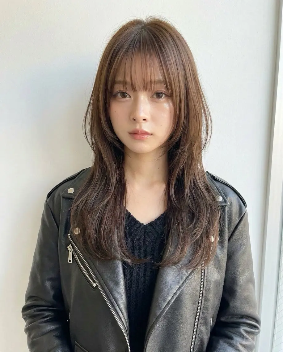 セミロング ハッシュカット カット ヘアカラー トリートメント レイヤー/顔周り カット/松岡 祥利のヘアスタイル