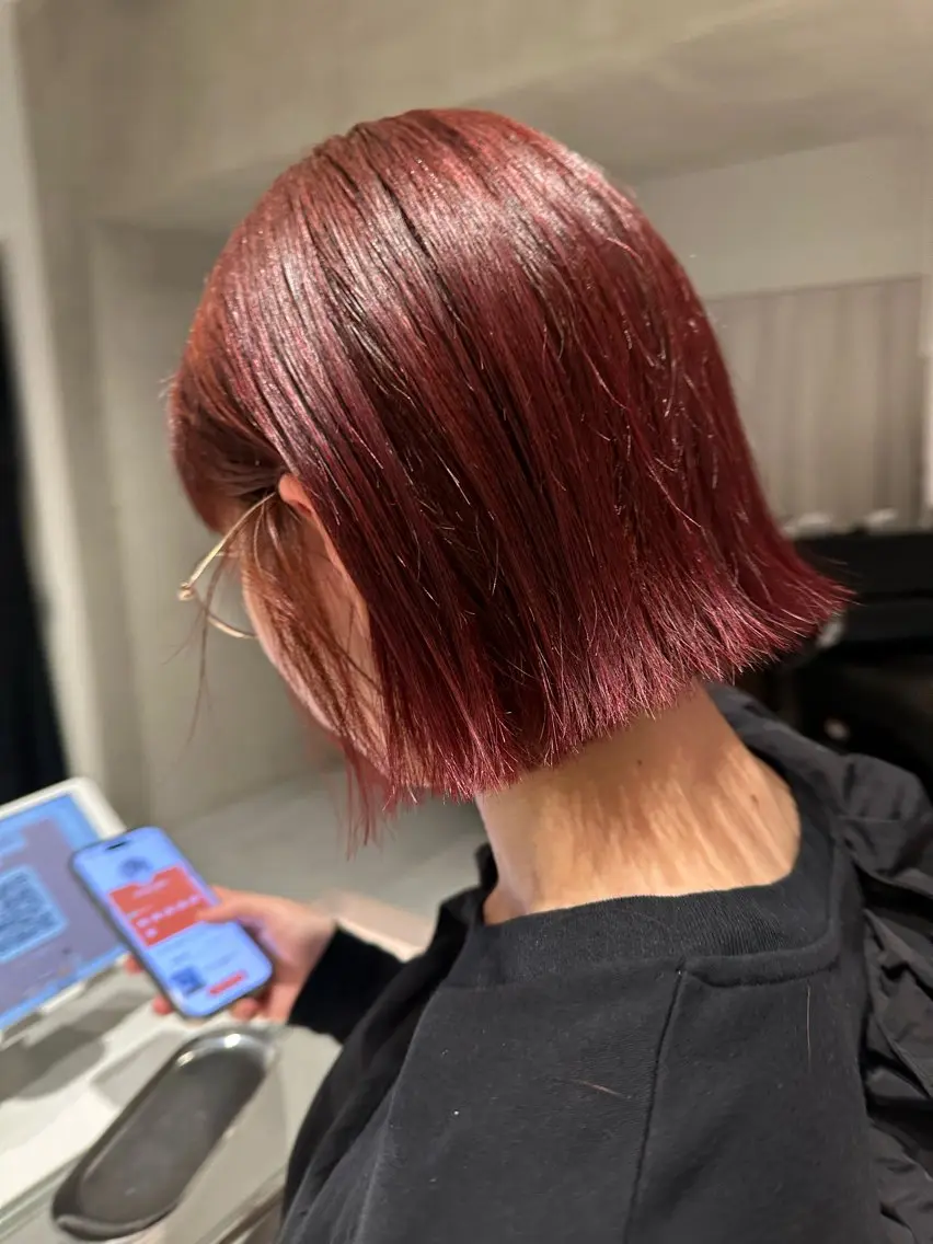 ミディアム カラー ヘアアレンジ ボルドーカラー ヘアカラー トリートメント ヘッドスパ ヘアセット オリーブ透明感カラー 表参道/MIKUのヘアスタイル