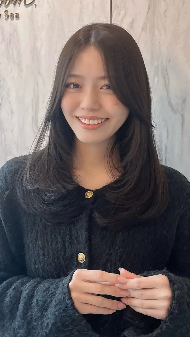セミロング カット ヘアカラー トリートメント 北千住/小顔レイヤー /顔まわり/西慶太朗のヘアスタイル