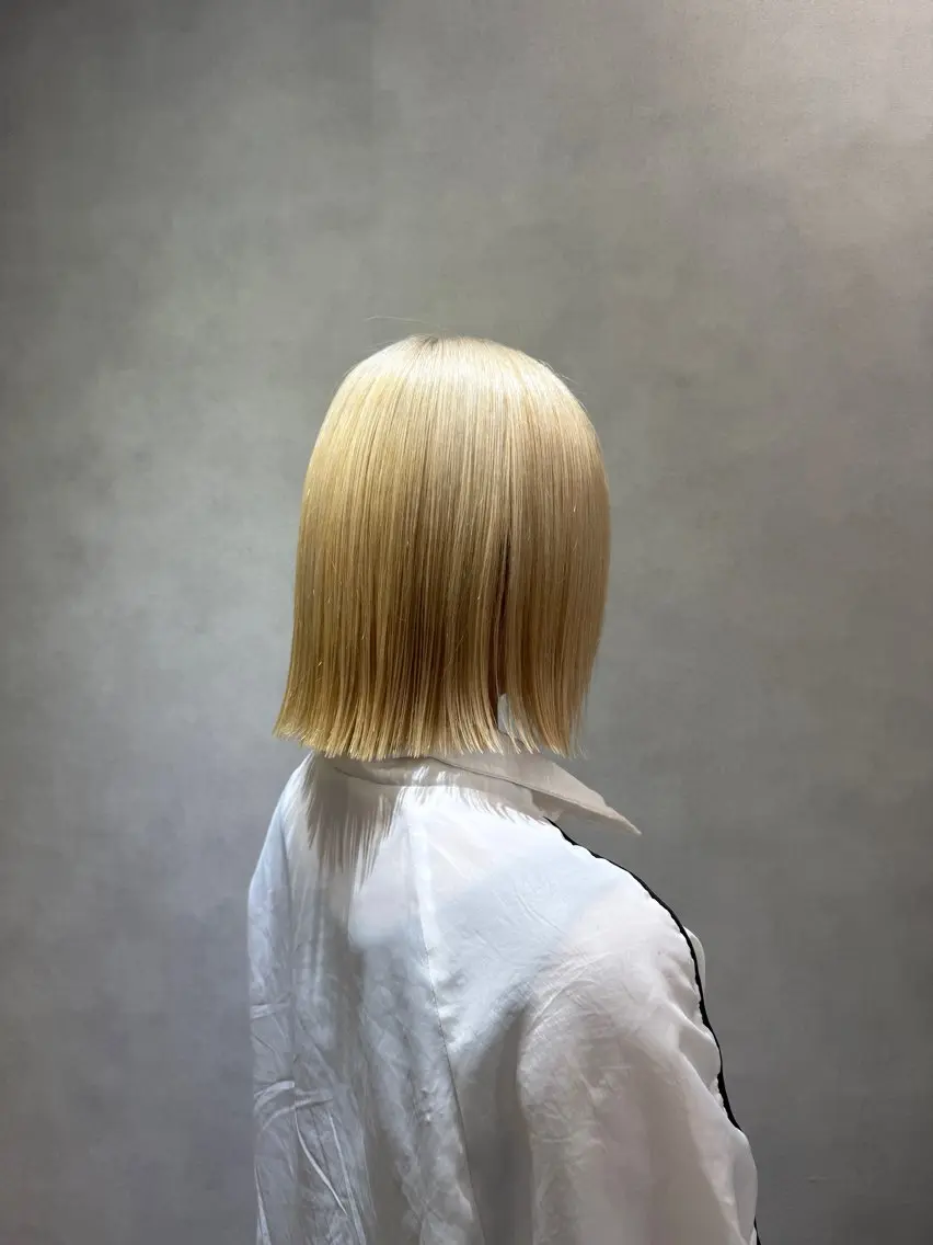 ショート 切りっぱなしボブ ボブ カット ハイトーン/ Runa⟡.·のヘアスタイル