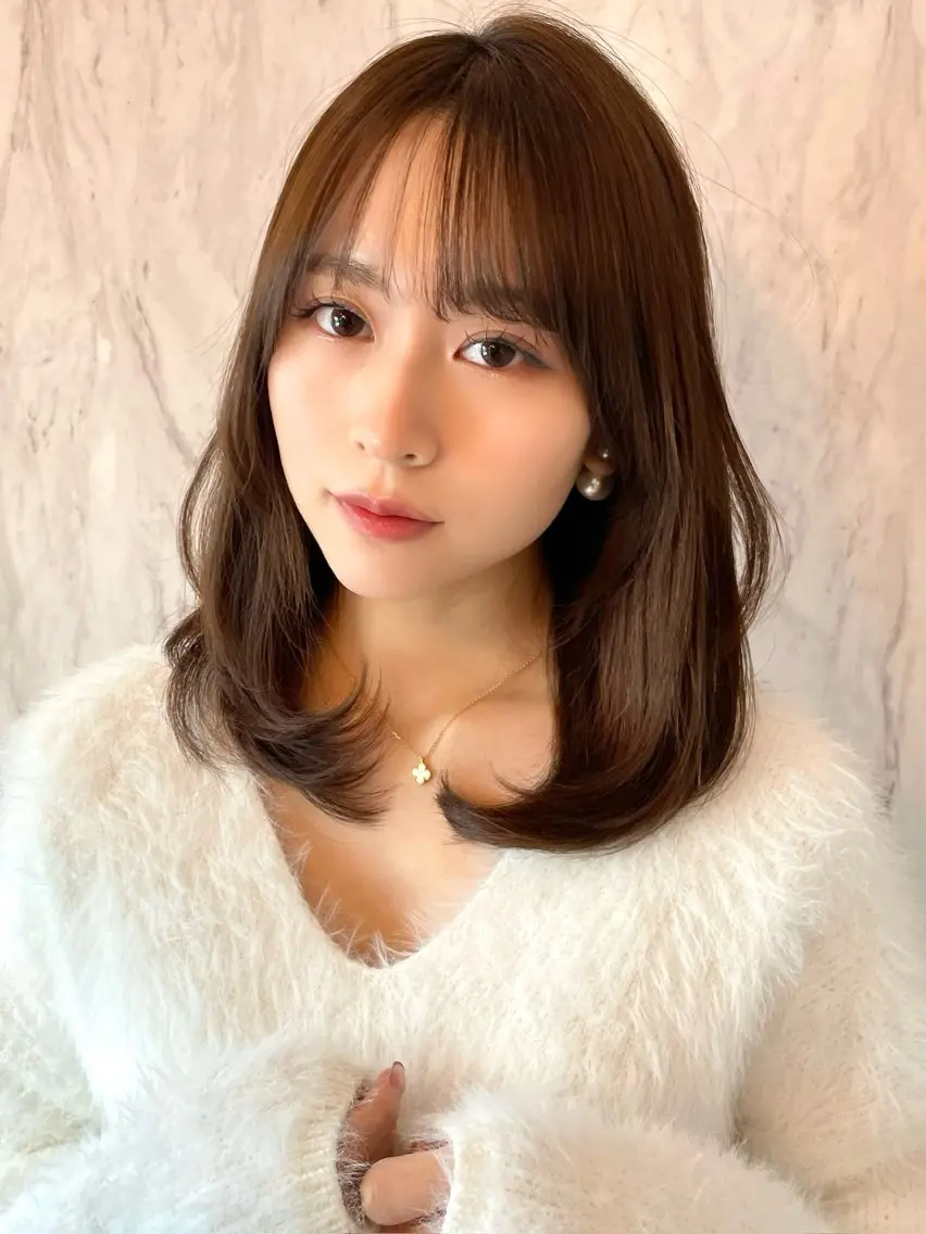 ミディアム カラー カット ヘアカラー トリートメント 上品ヘア🤍顔周り/ レイヤー✨/林遼一郎のヘアスタイル