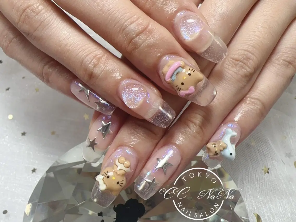 ネイル アートネイル 持ち込み スカルプネイル 夏ネイル ハンドネイル 桃井　香り パラジェル取扱店🦋のネイルデザイン