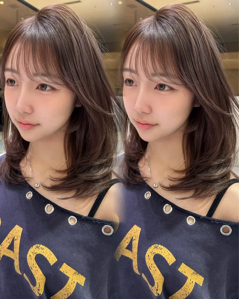 ミディアム カラー カット ヘアカラー トリートメント レイヤーカット/ ダブルカラー/たくみのヘアスタイル