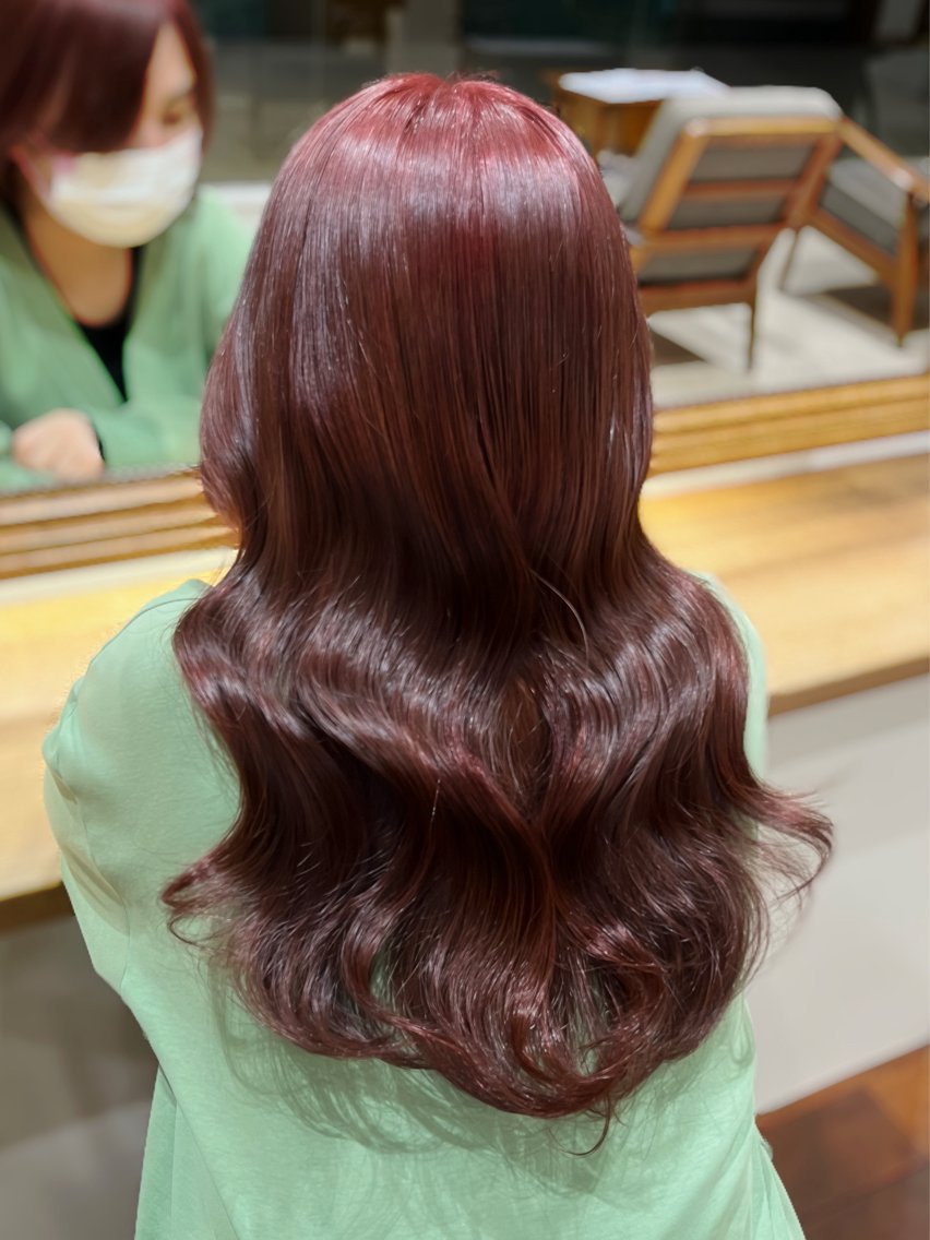 ロング カラー ブリーチ ブリーチなしカラー レッドカラー ヘアカラー 🎀仙台/レイヤー/ ベージュ/ありさ🎀のヘアスタイル