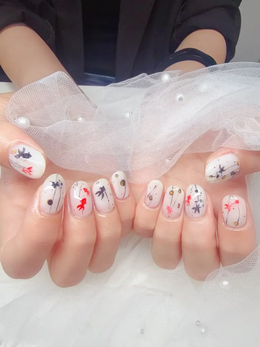 ネイル オーロラネイル チークネイル 成人式 長さ出し ジェルネイル ハンドネイル YUYI.nail salonのネイルデザイン