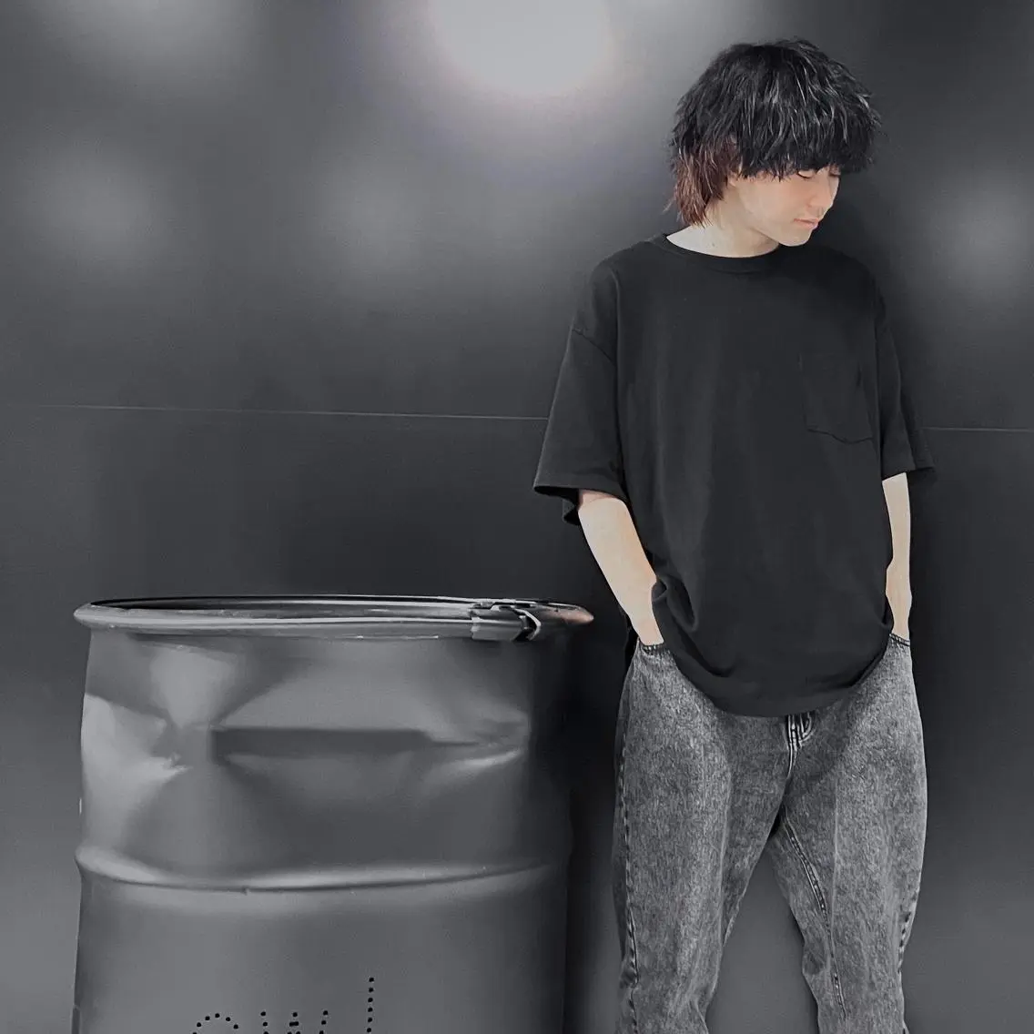 ミディアム パーマ メンズ ミディアムパーマ メンズブリーチ ビジネス センターパート ダウンパーマ メンズサロン【owl 心斎橋】難波/アメ村のヘアスタイル
