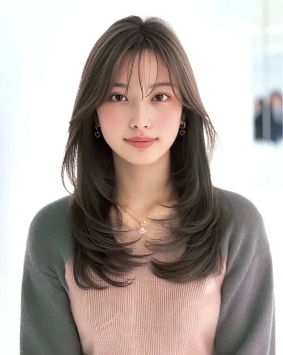 ロング ハッシュカット レイヤーカット 境 希望のヘアスタイル