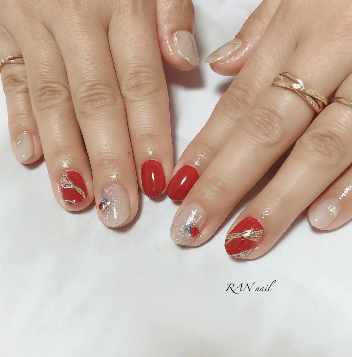 ネイル 成人式 フラワーネイル 卒業式 キラキラネイル ミラーネイル ハンドネイル フットネイル RAN nailのネイルデザイン